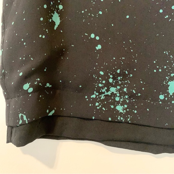 A.L.C. 10 Devoe Green Splatter on Black Silk Crop Top - Picture 10 of 14